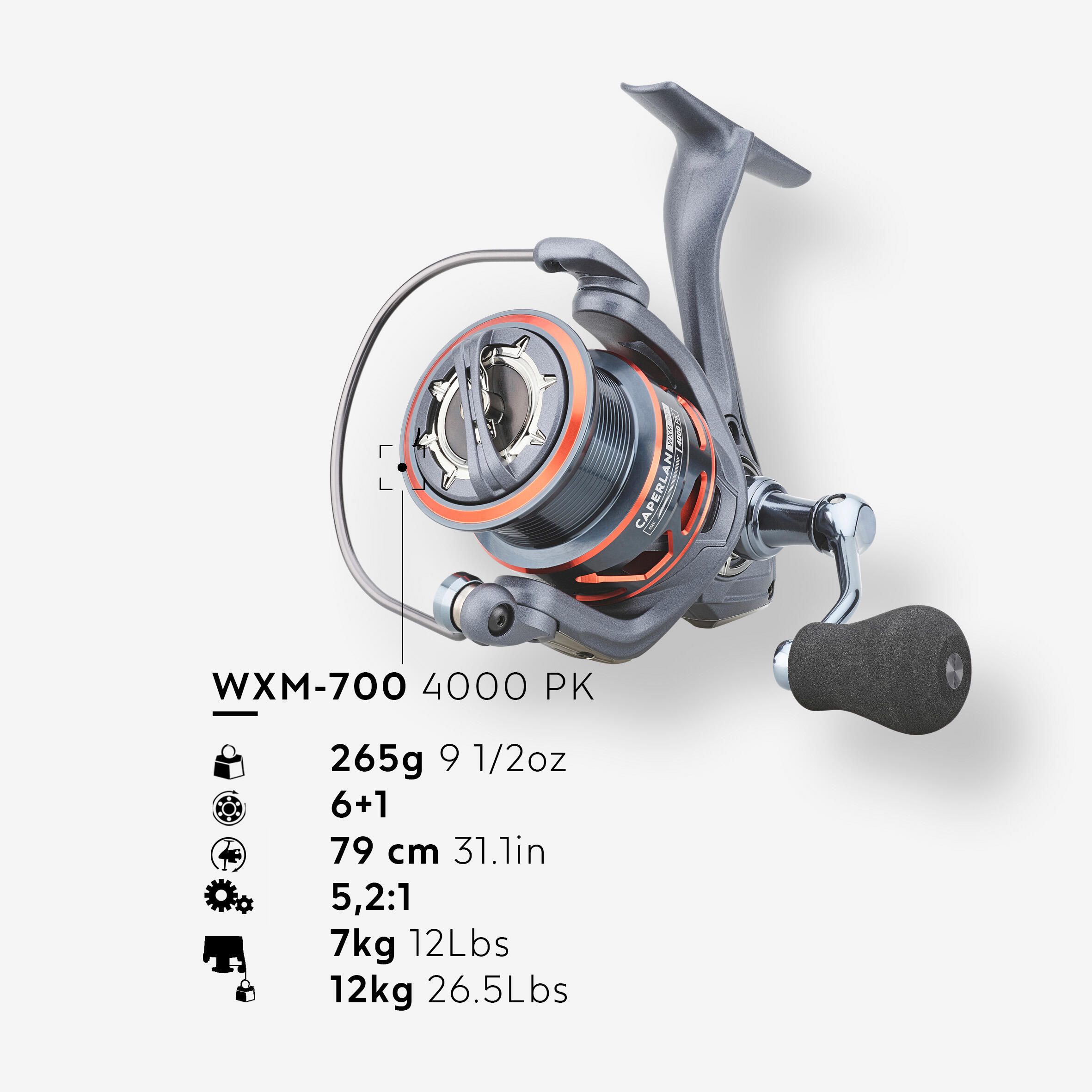 Carrete Pesca Señuelos Lucio WXM 700 4000 PK 2/12