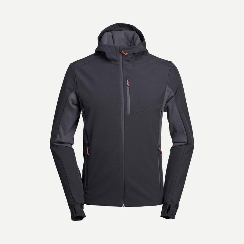 Geacă cu protecție împotriva vântului Softshell Trekking MT500 Negru Bărbați