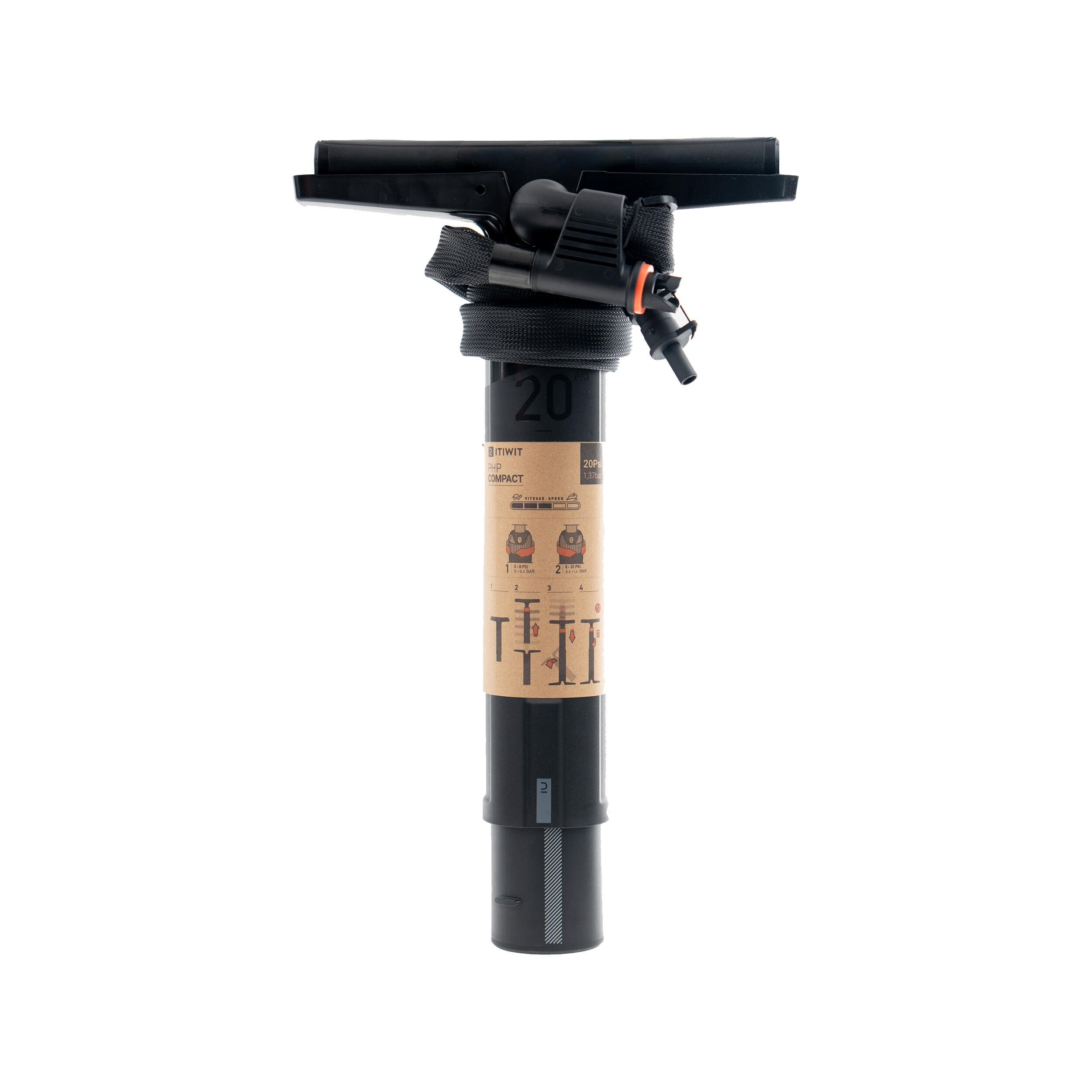 Itiwit - Pompe Compacte Stand Up Paddle Et Kayak Double Action Haute Pression 0-20psi - Pompe À Main - Stand Up Kayak Deriveur - Noir - Taille Unique