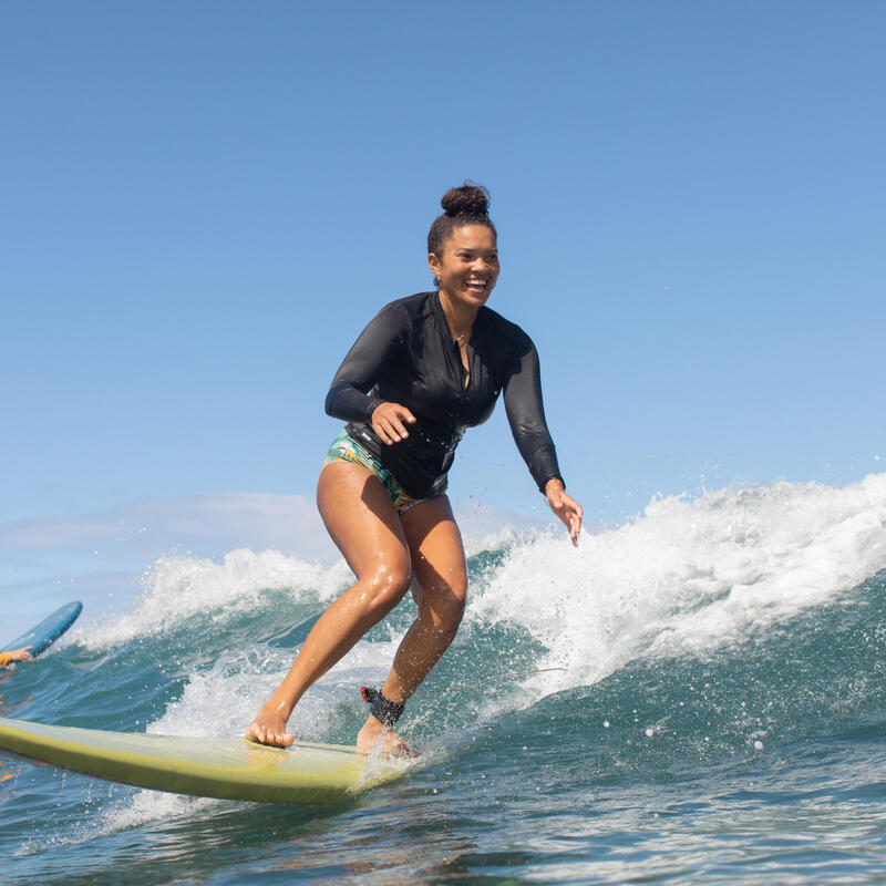 Dámské tričko na surf 500 Orane s UV ochranou, dlouhým rukávem a zipem