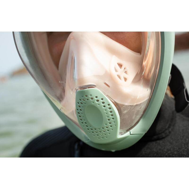 Mască Snorkeling la suprafață Easybreath 540 Kaki deschis-Roz Adulți 