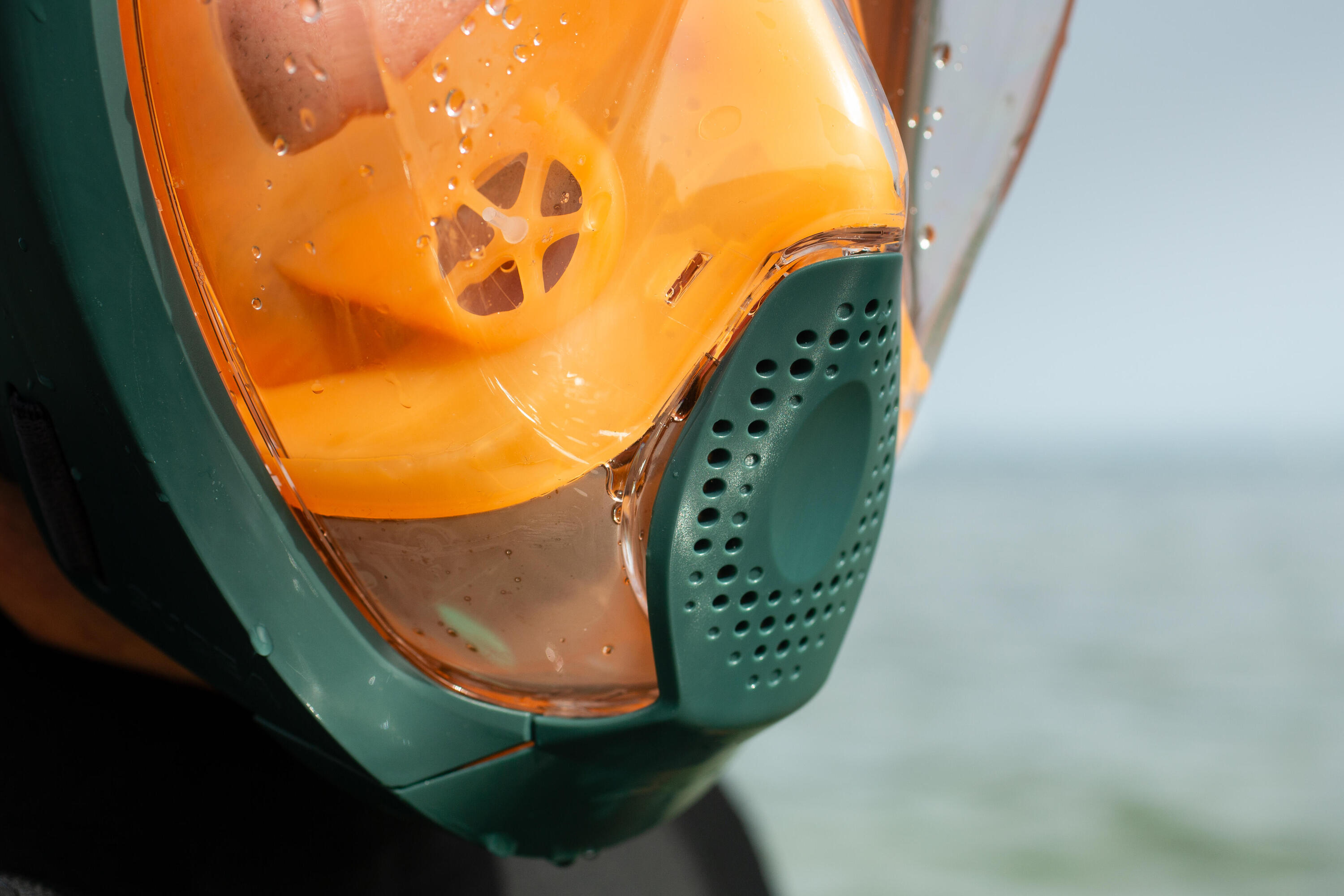 Snorkelmasker met geluidsventiel volwassenen Easybreath+ 540 freetalk oranje 14/16