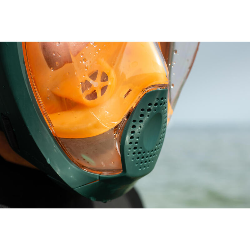 Snorkelmasker met geluidsventiel voor volwassenen Easybreath 540 freetalk oranje