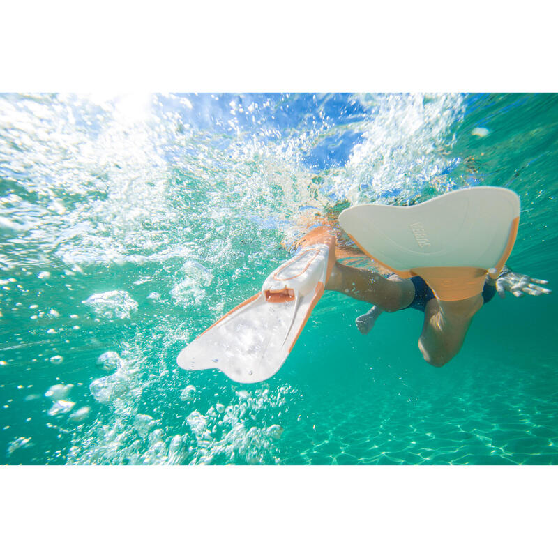 Labe de înot snorkeling FF 100 Soft Roz - Bej Copii