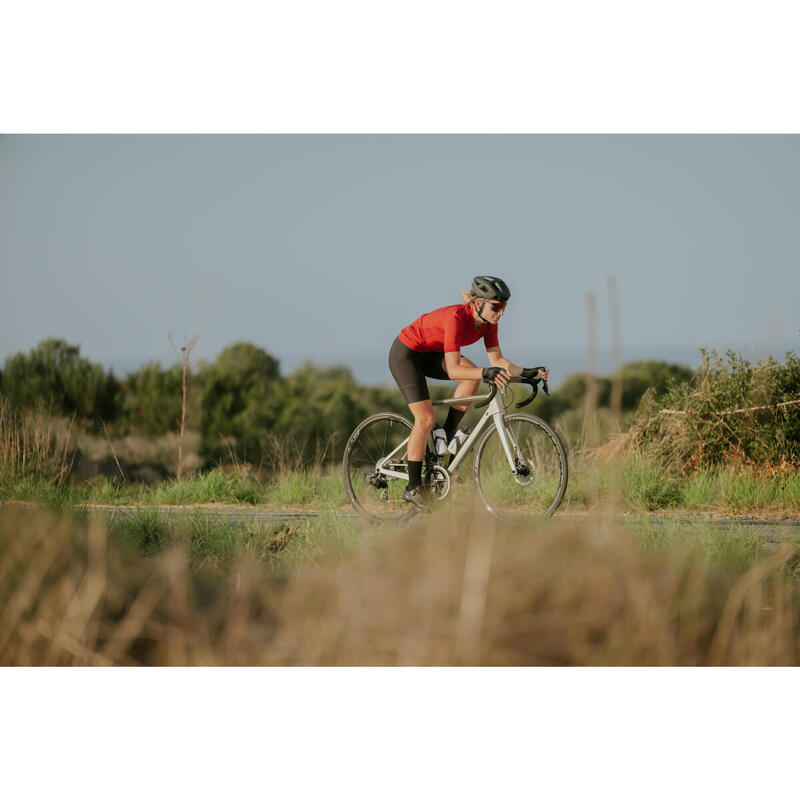 Maillot de vélo de route manches courtes été femme - Endurance Rouge brique