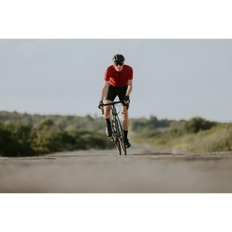 MAILLOT  VELO ROUTE MANCHES COURTES ETE  HOMME - ENDURANCE ROUGE BRIQUE