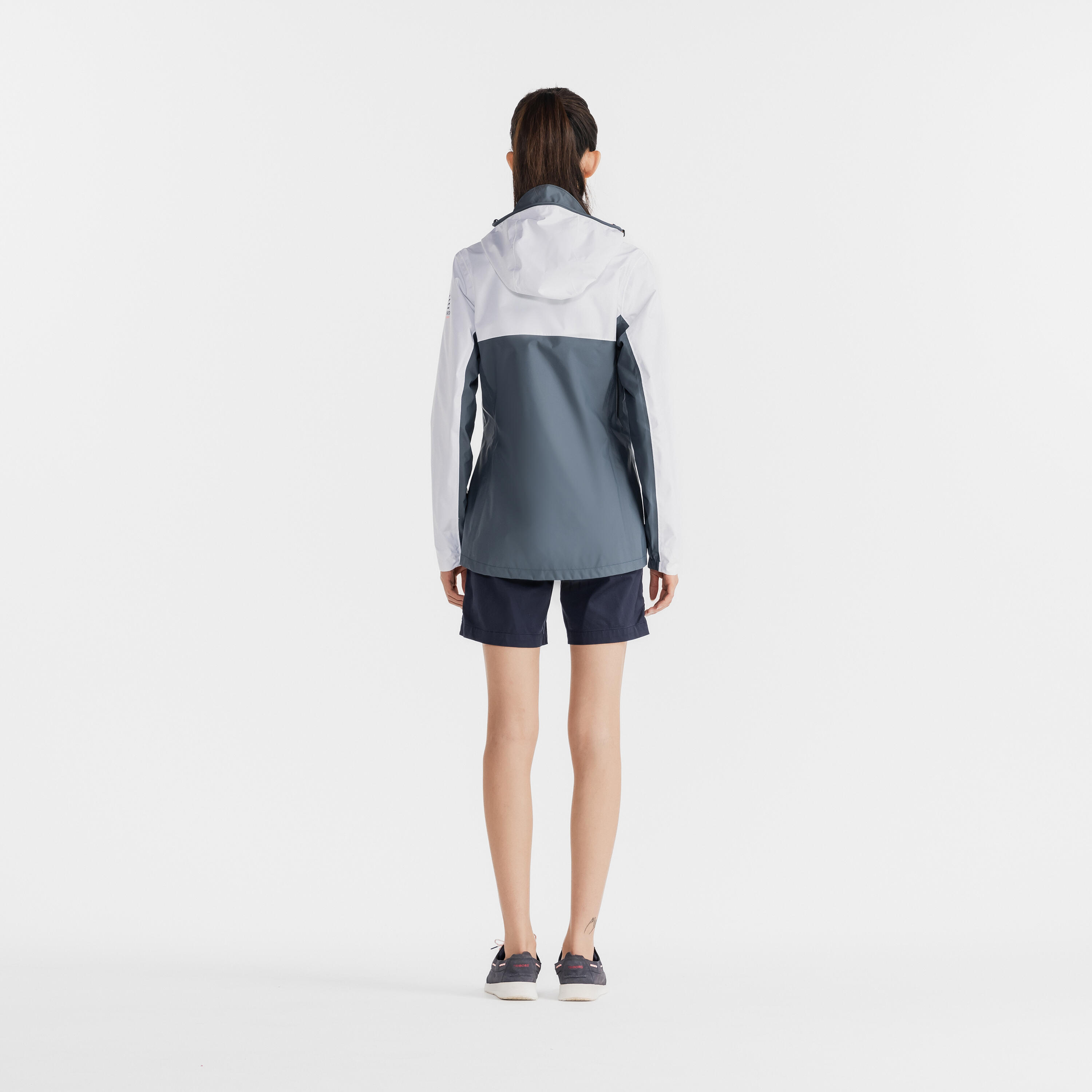 Gebraucht - Segeljacke Regenjacke Damen wasserdicht Sailing 100 grau/weiß 25/54