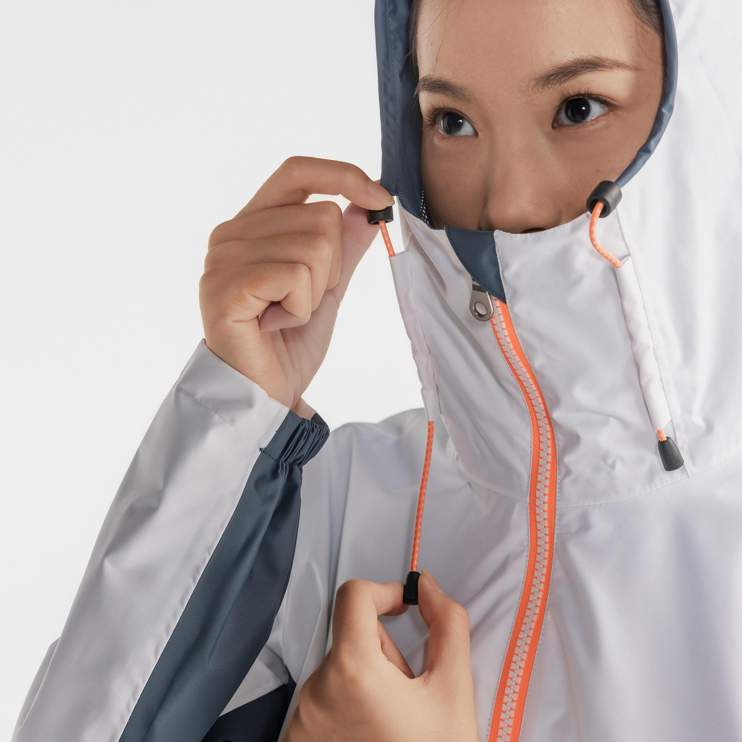 Gebraucht - Segeljacke Regenjacke Damen wasserdicht Sailing 100 grau/weiß 31/54