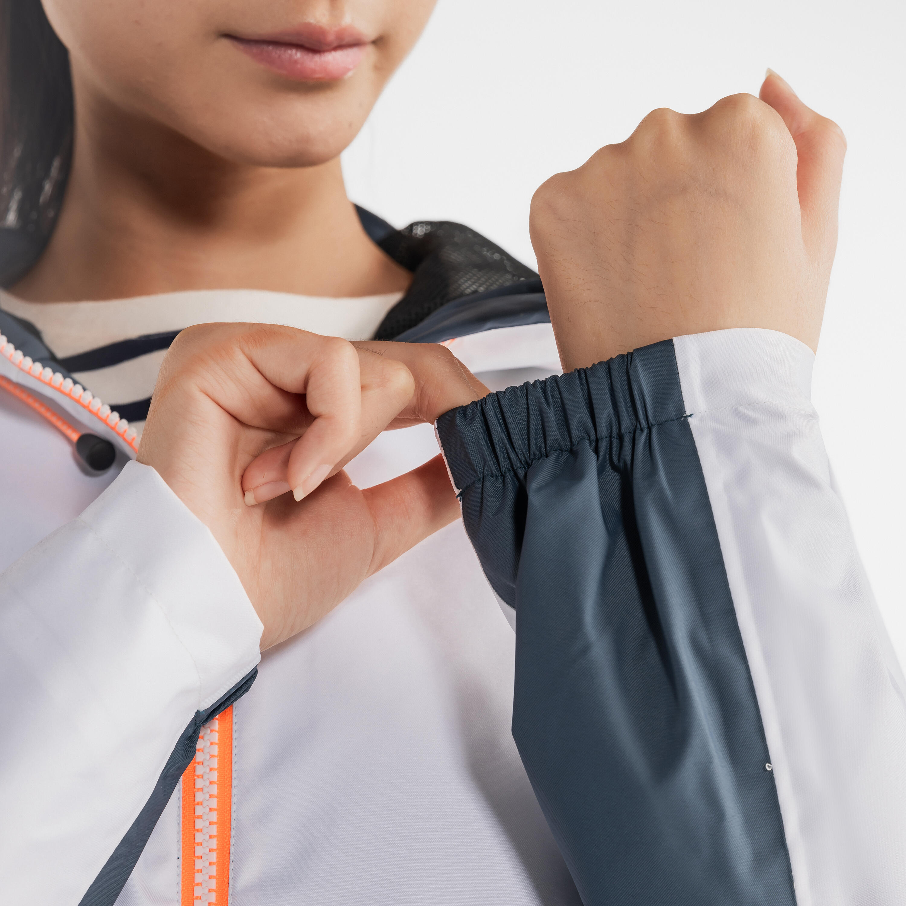 Gebraucht - Segeljacke Regenjacke Damen wasserdicht Sailing 100 grau/weiß 32/54