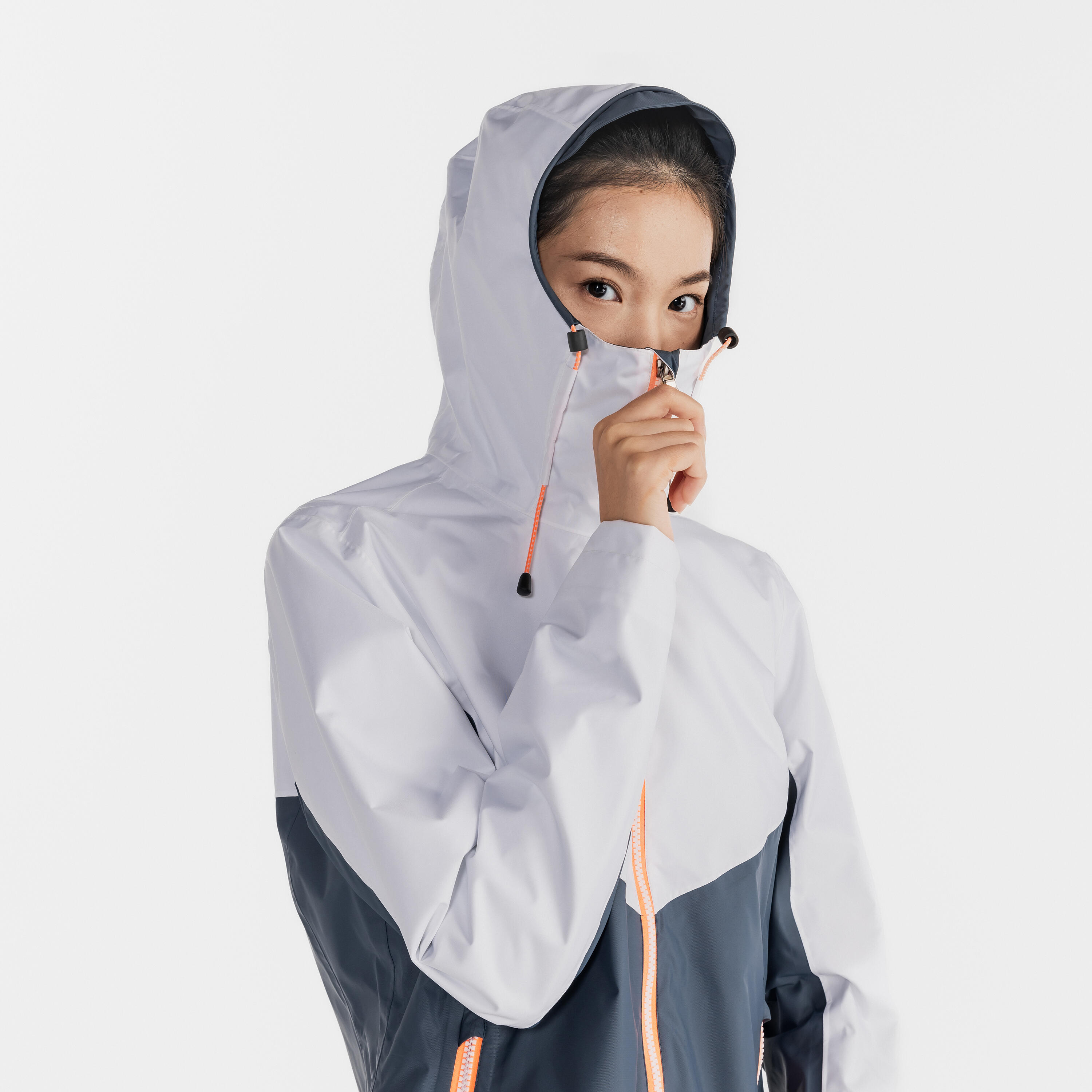 Gebraucht - Segeljacke Regenjacke Damen wasserdicht Sailing 100 grau/weiß 33/54