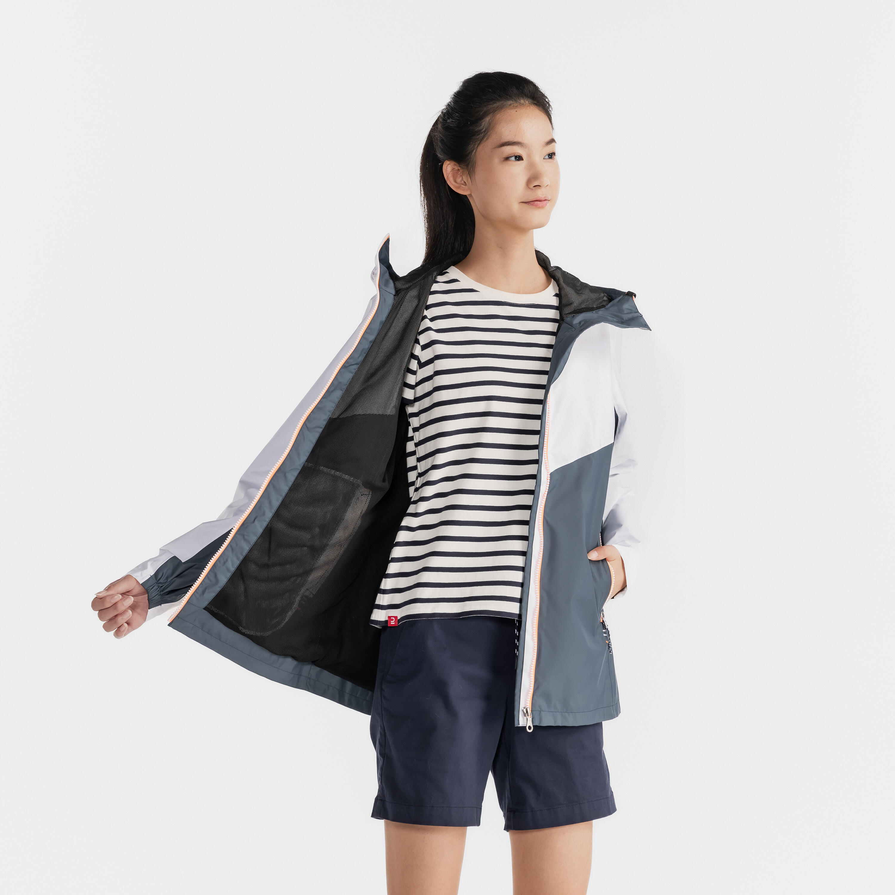 Gebraucht - Segeljacke Regenjacke Damen wasserdicht Sailing 100 grau/weiß 34/54
