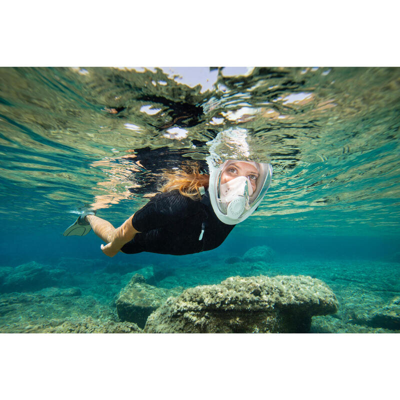 Mască Snorkeling la suprafață Easybreath 540 Kaki deschis-Roz Adulți 