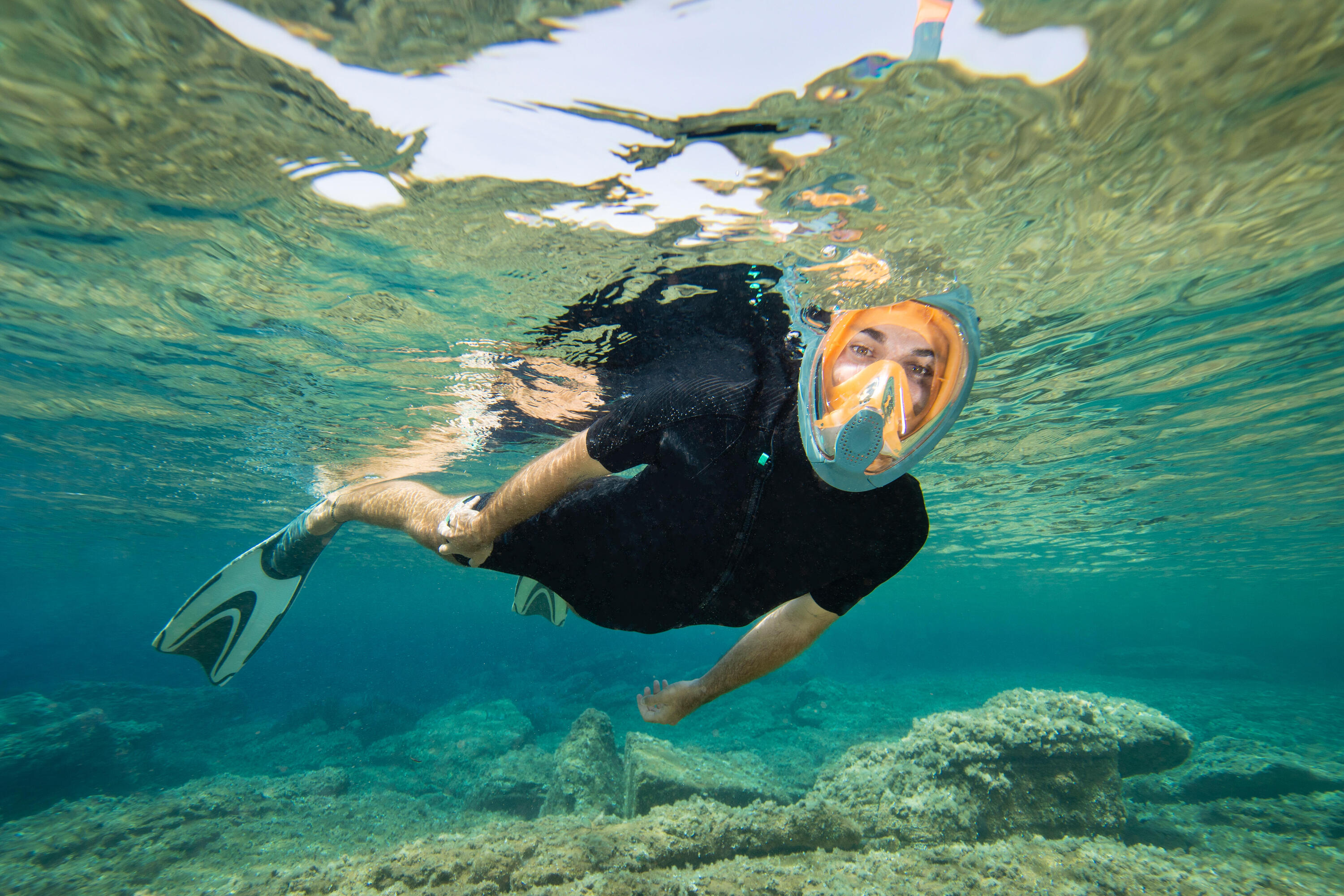 Snorkelmasker met geluidsventiel volwassenen Easybreath+ 540 freetalk oranje 16/16