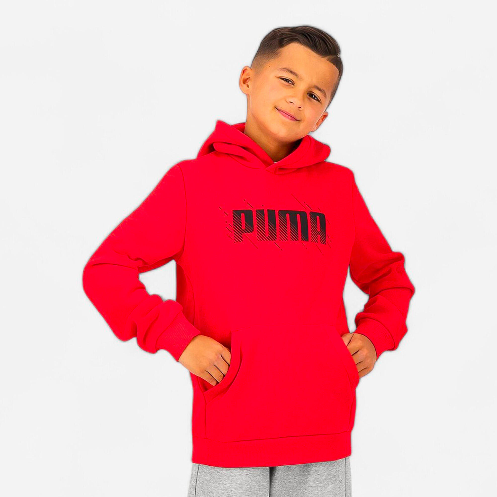 Recensioni utenti Felpa Puma bambino ginnastica con cappuccio pesante rossa stampata 1 DECATHLON