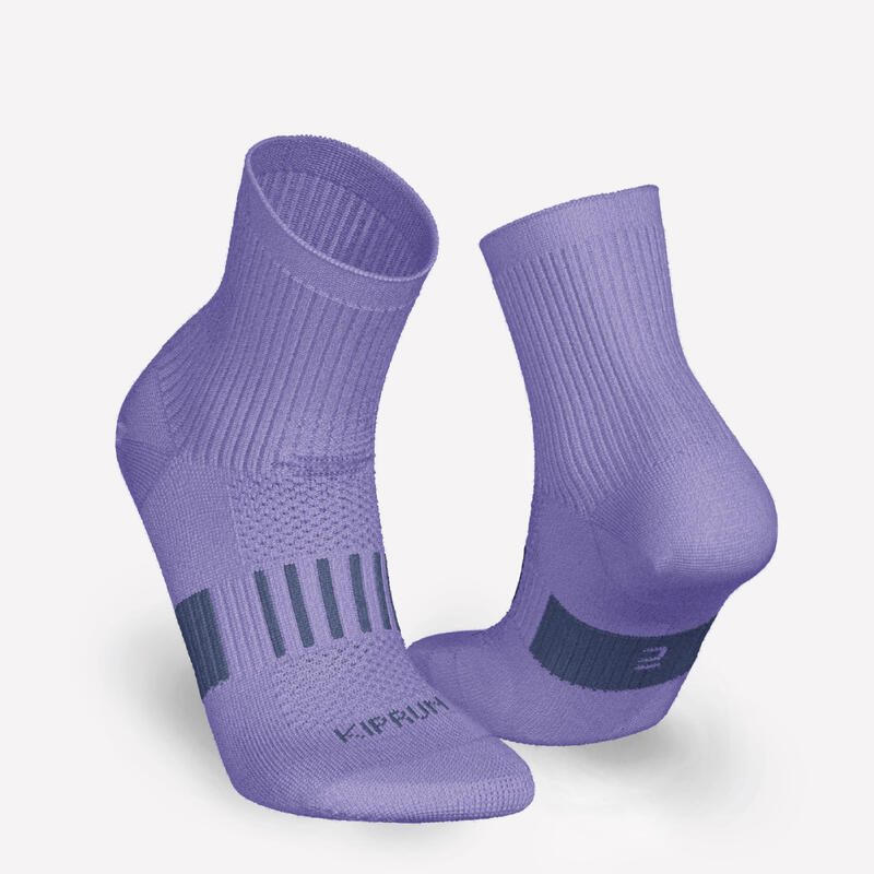 Laufsocken Mid Kinder 2er Pack - 500 Comfort uni/lila gestreift 