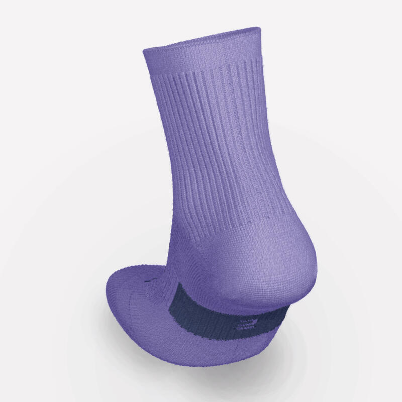 LotX2 de chaussettes running confort Enfant - KIPRUN 500 mid uni et rayé violet