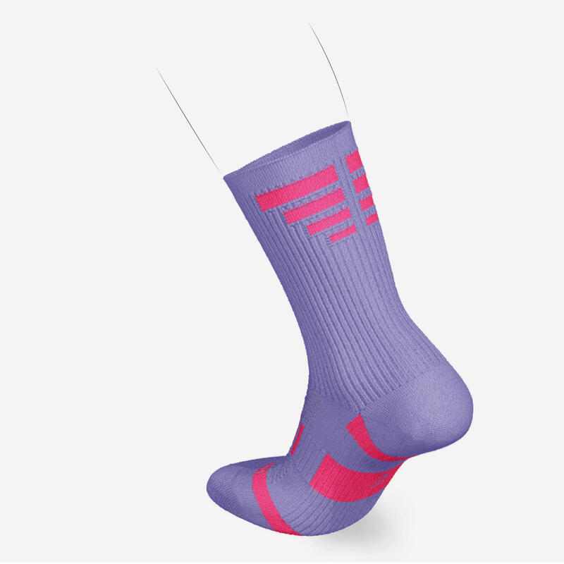 Kids' Running Socks AT 500 Comfort High 2-Pack - purple pink