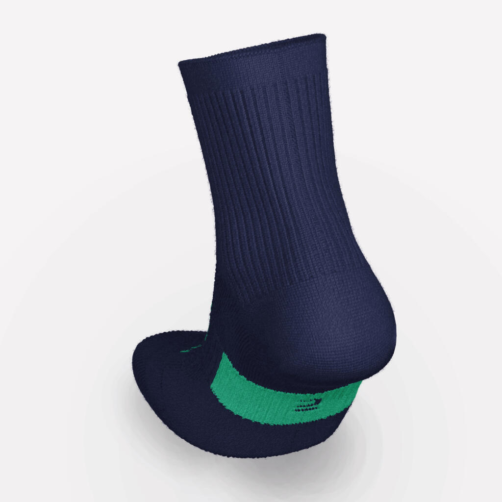 LotX2 de chaussettes running confort Enfant - KIPRUN 500 mid marine et rayé vert