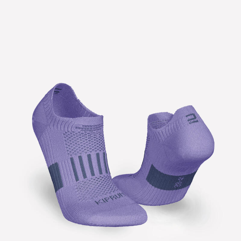 KIPRUN 500 low kids' comfort running socks 2-pack - purple navy