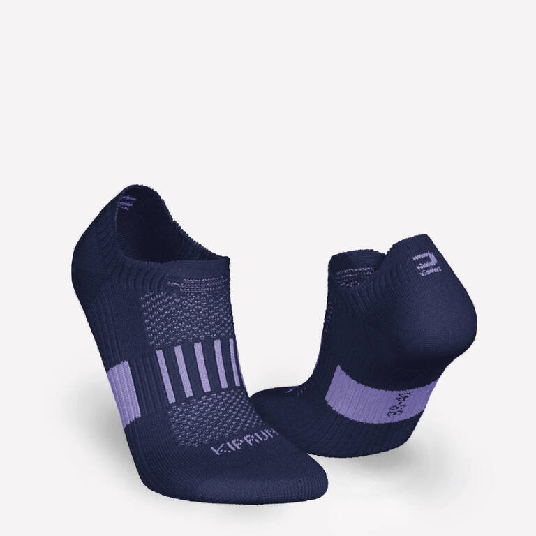 KIPRUN 500 low kids' comfort running socks 2-pack - purple navy