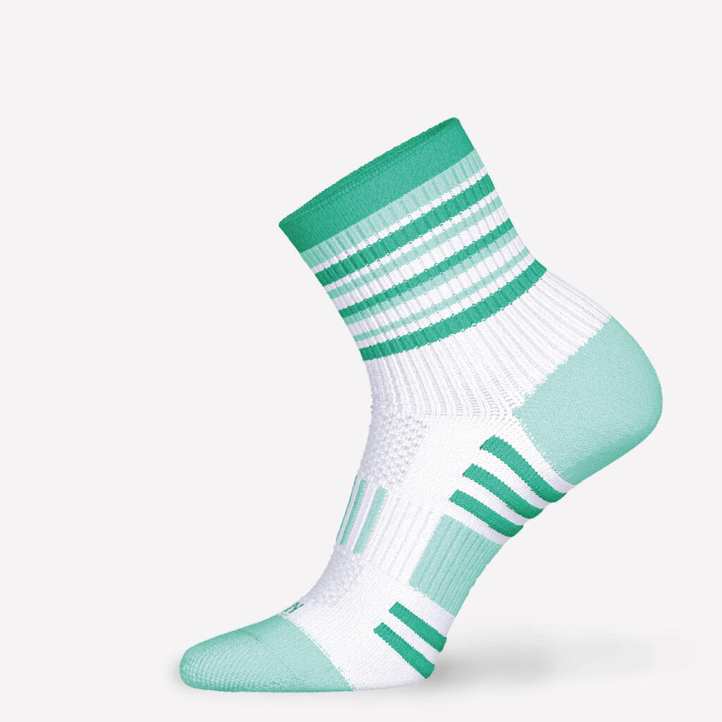 LotX2 de chaussettes running confort Enfant - KIPRUN 500 mid marine et rayé vert