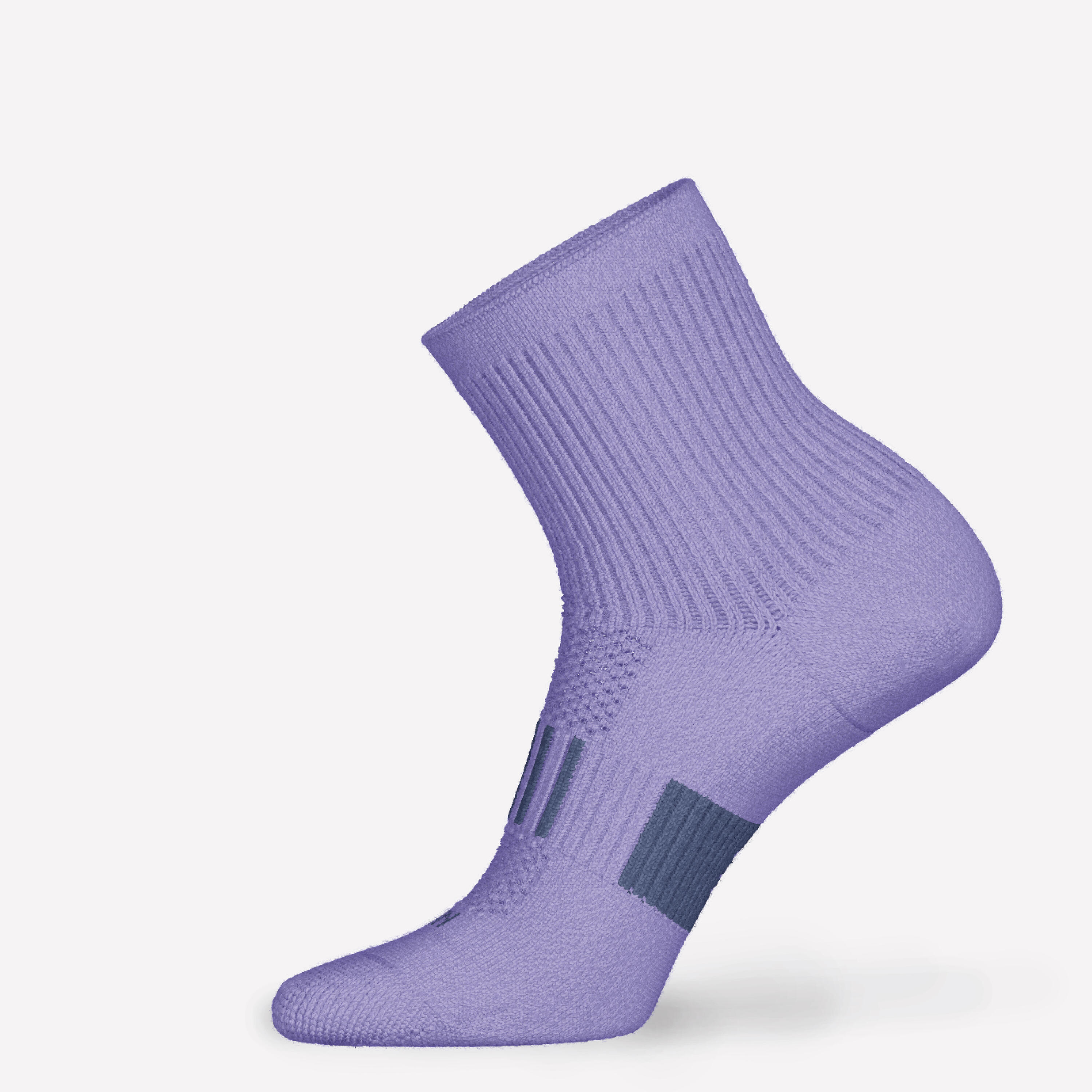 KIPRUN 500 mid kids' comfort running socks 2-pack - striped and plain purple 5/11