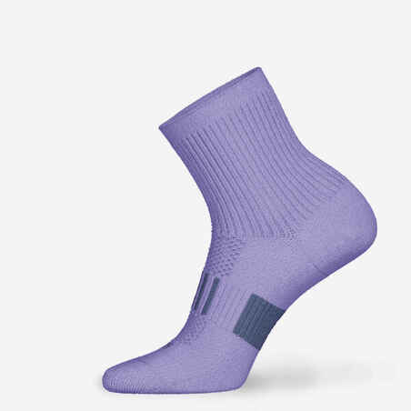 Vaikiškos bėgimo kojinės „Kiprun 500 mid“, 2 poros, dryžuotos, violetinės