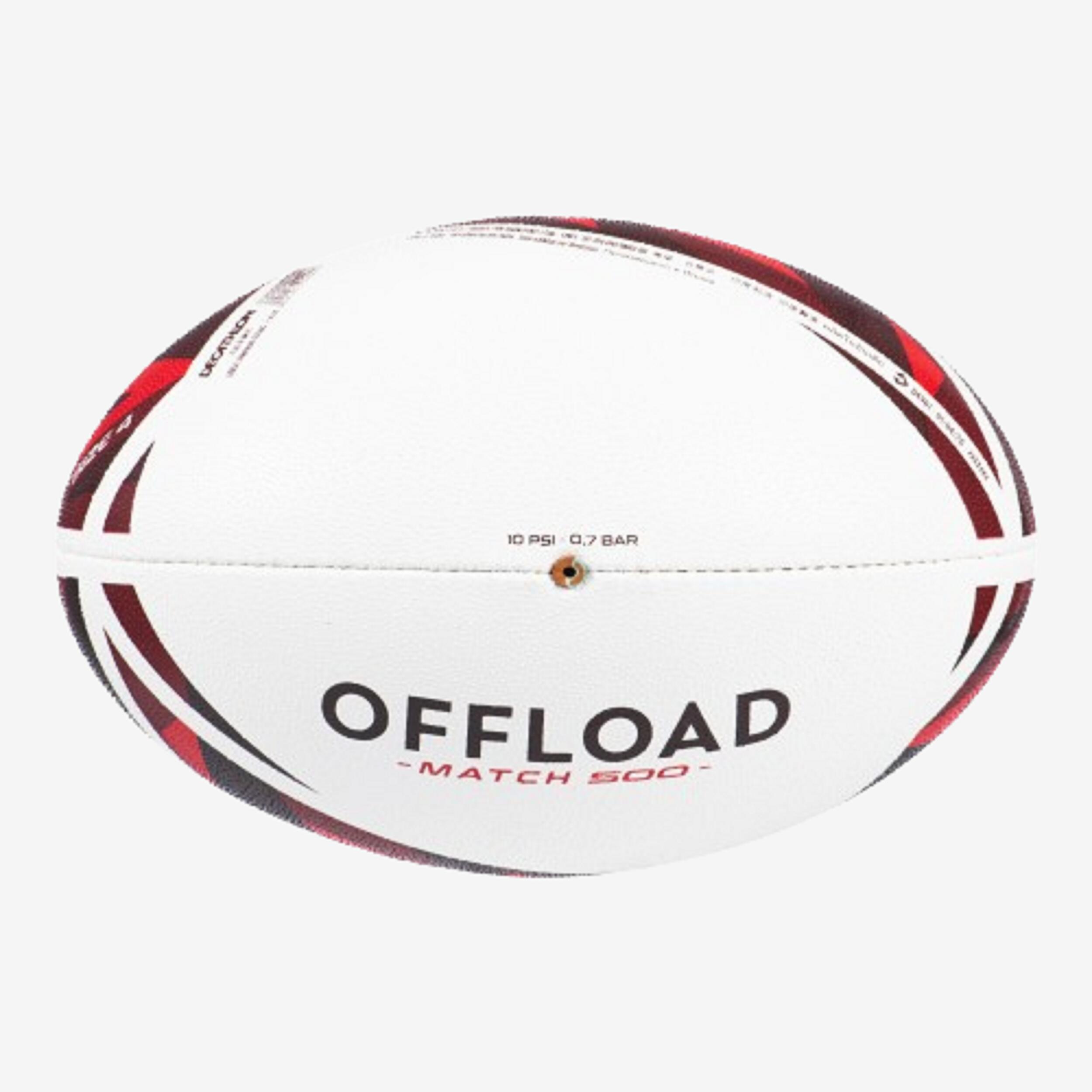 Rugby Ball R500 Match Size 4 - Red/White 5/7