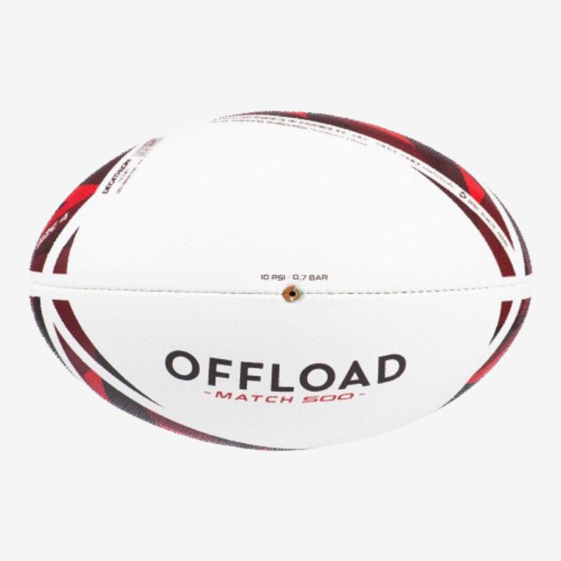 Bola de Rugby R500 Tamanho 4 para Jogos Vermelho/Branco