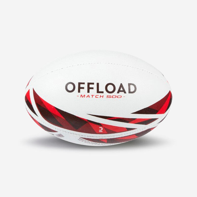Ballon De Rugby Taille 4 - R500 Match Rouge Blanc OFFLOAD