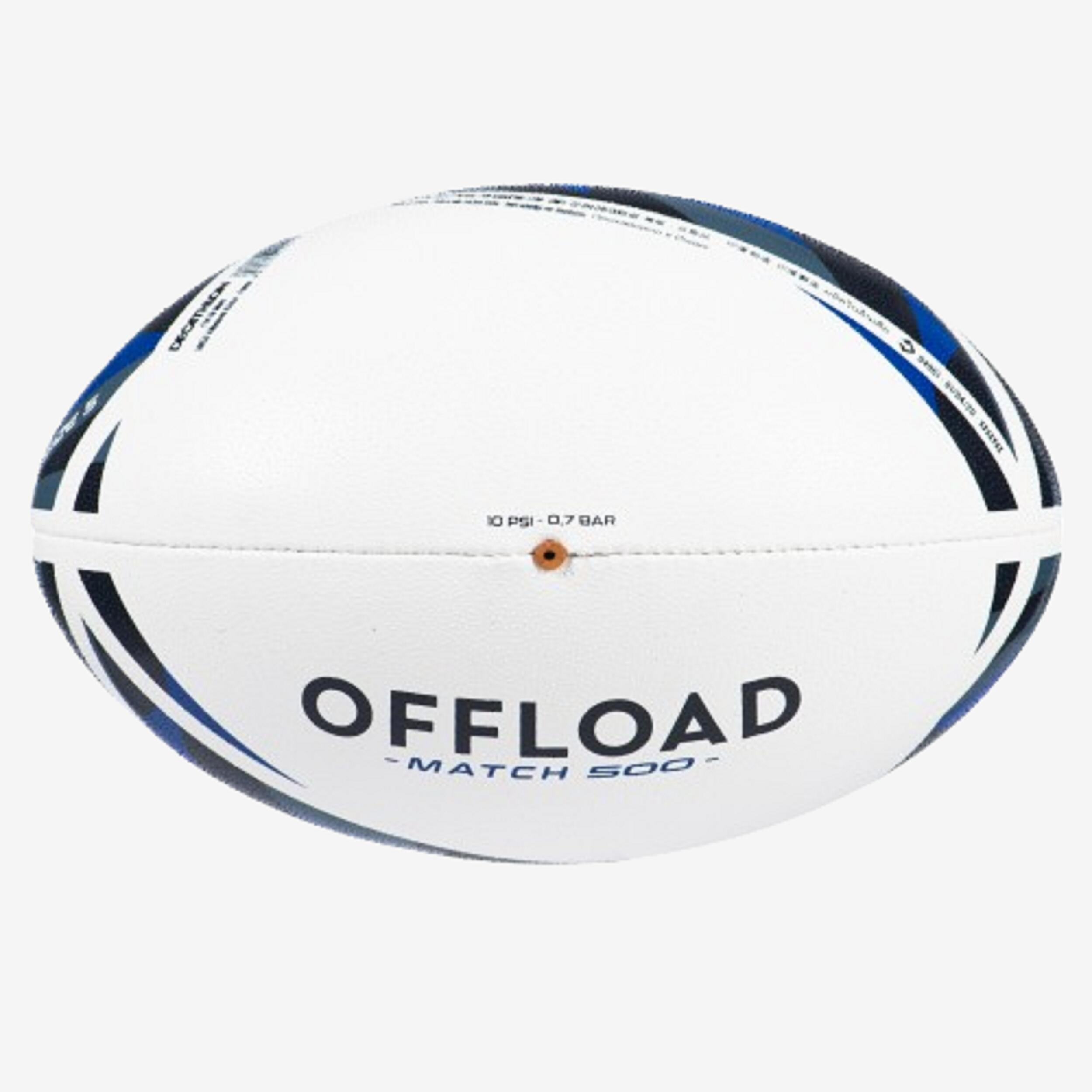 Size 5 Rugby Ball - R 500 White/Blue - OFFLOAD
