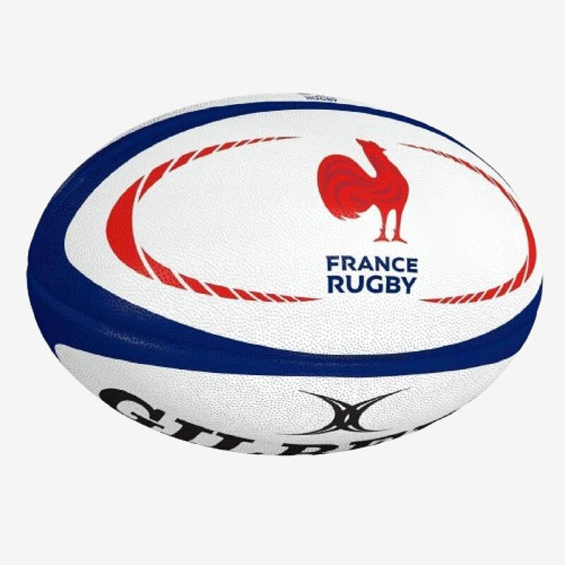 Ballon de rugby taille 5 - Gilbert Replica France blanc bleu rouge