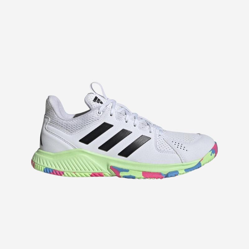 Chaussure de handball Adulte -Adidas Court Flight blanc/jaune/bleu