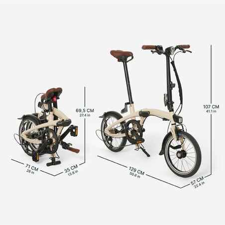 Ypač kompaktiškas sulankstomas dviratis „Fold Light 1 second“, smėlio spalvos