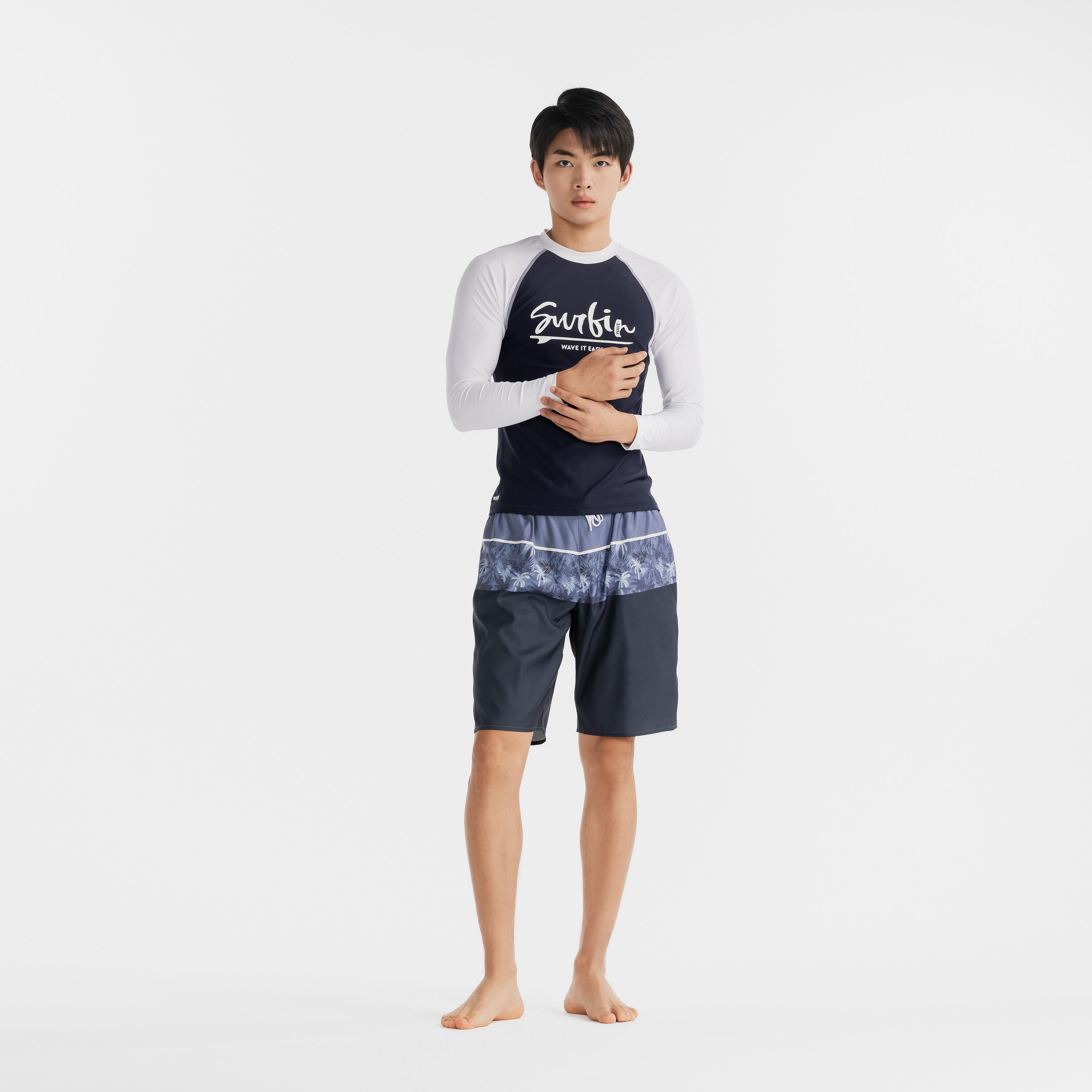 Men's surfing boardshorts NAVY PALM