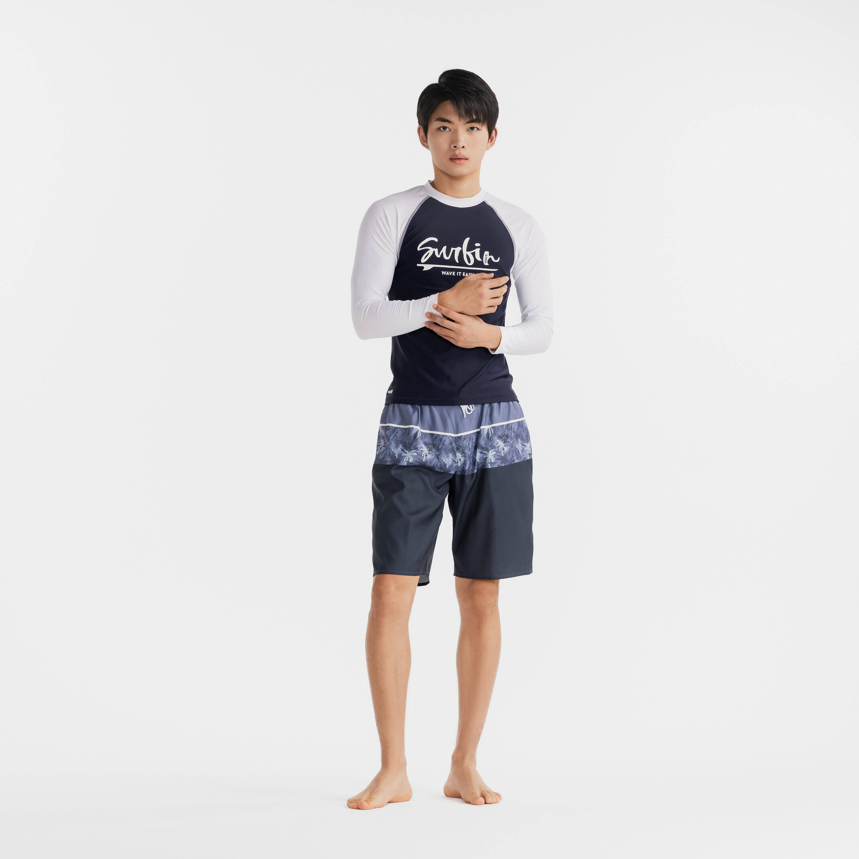 Men's surfing boardshorts NAVY PALM -  4