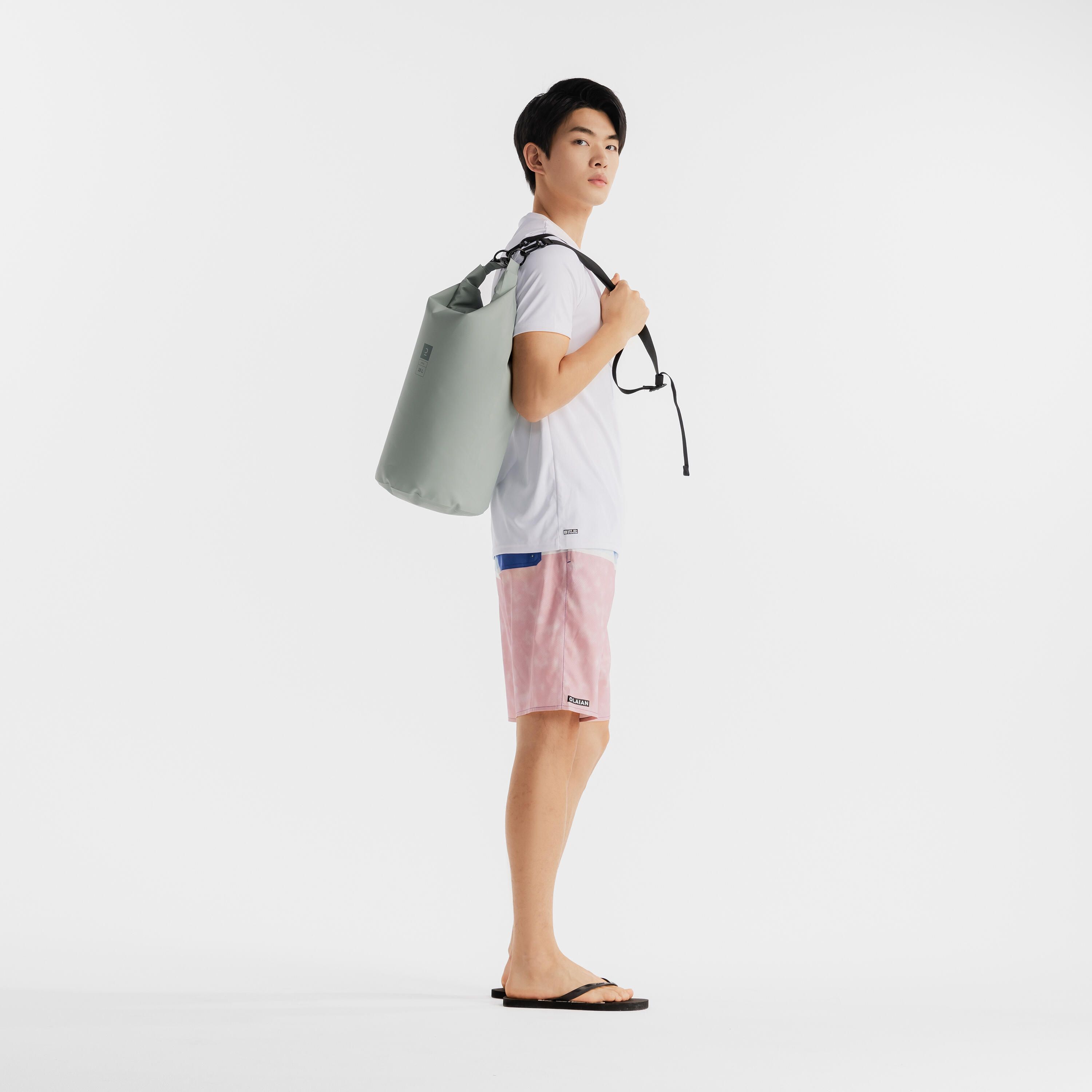 Men’s surfing sun protection T-shirt beach white