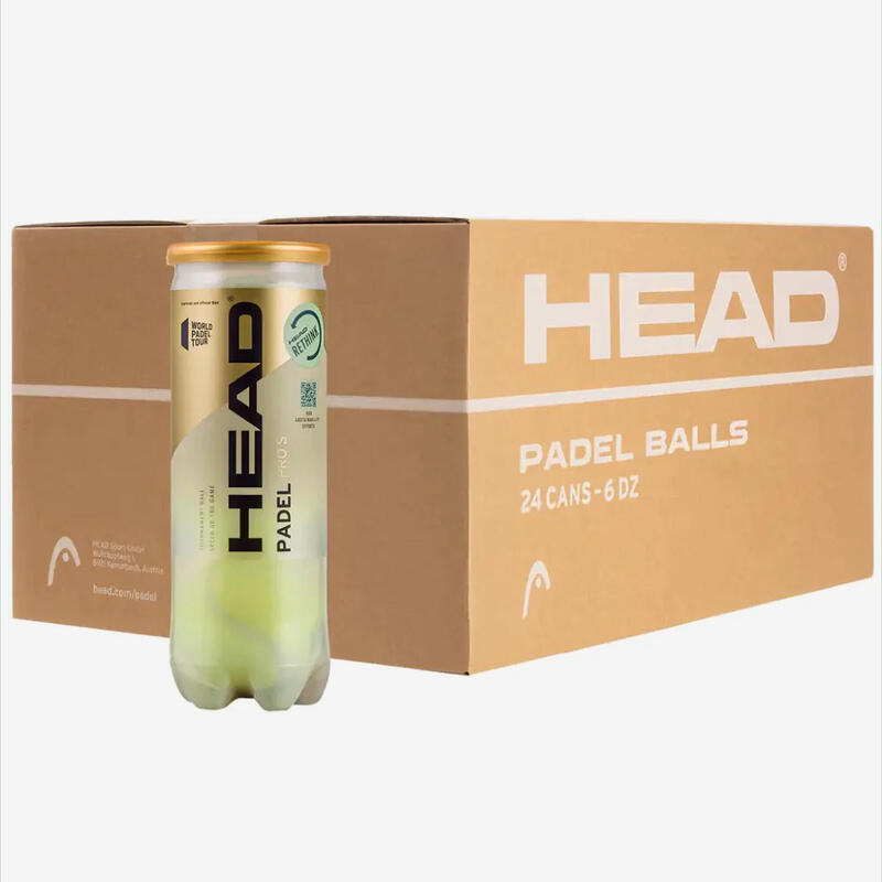 Caja de 24 tubos de 3 pelotas de pádel presurizadas - Head Pro S