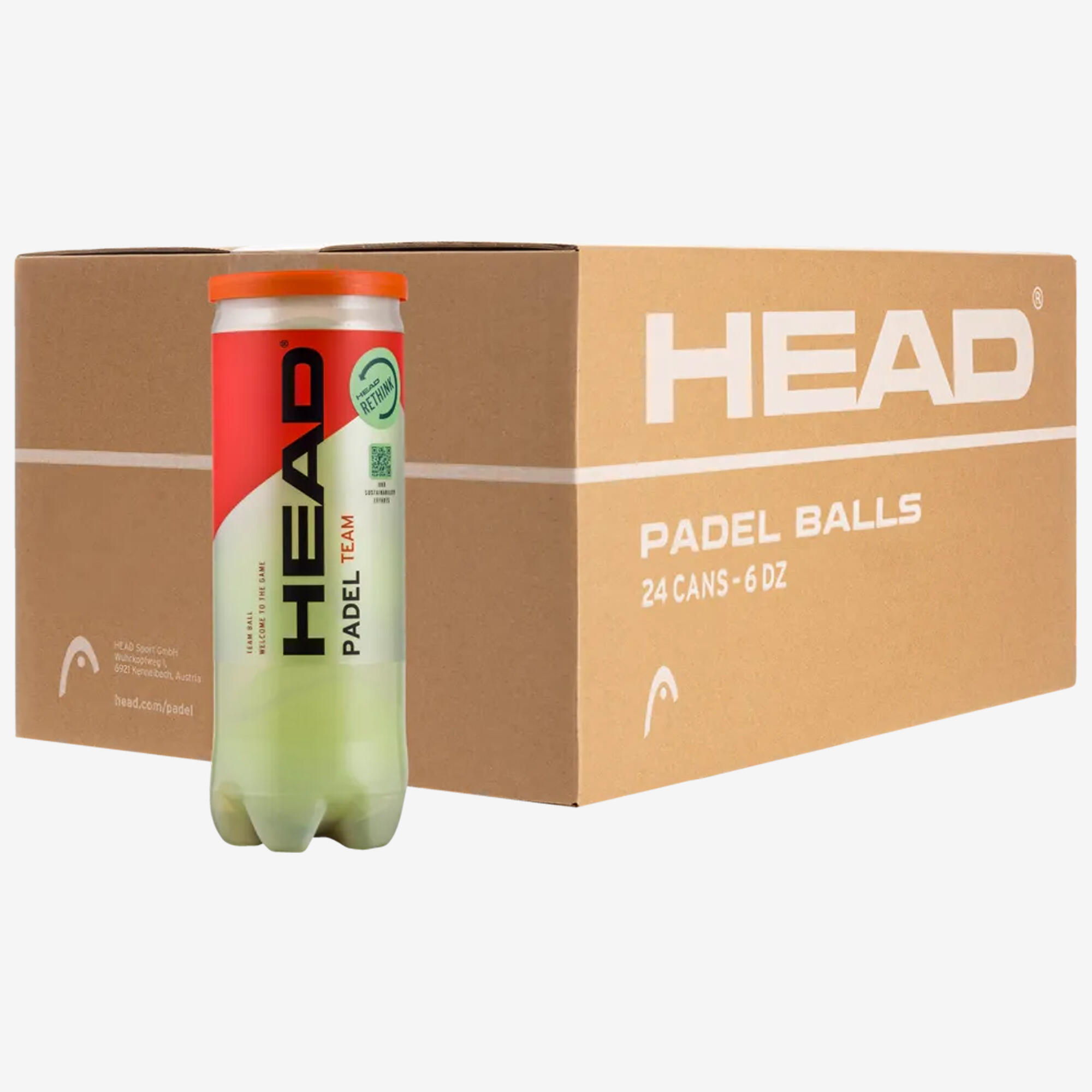 HEAD Pressurized Padel Balls Control 3B - Case of 24 Tubes of 3 Balls