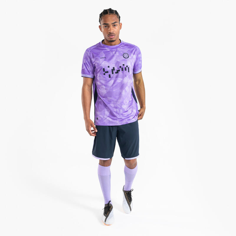 CAMISETA DE FÚTBOL  VIRALTO II MANGA CORTA VIOLETA PARMA, AZUL MARINO Y VIOLETA NEÓN