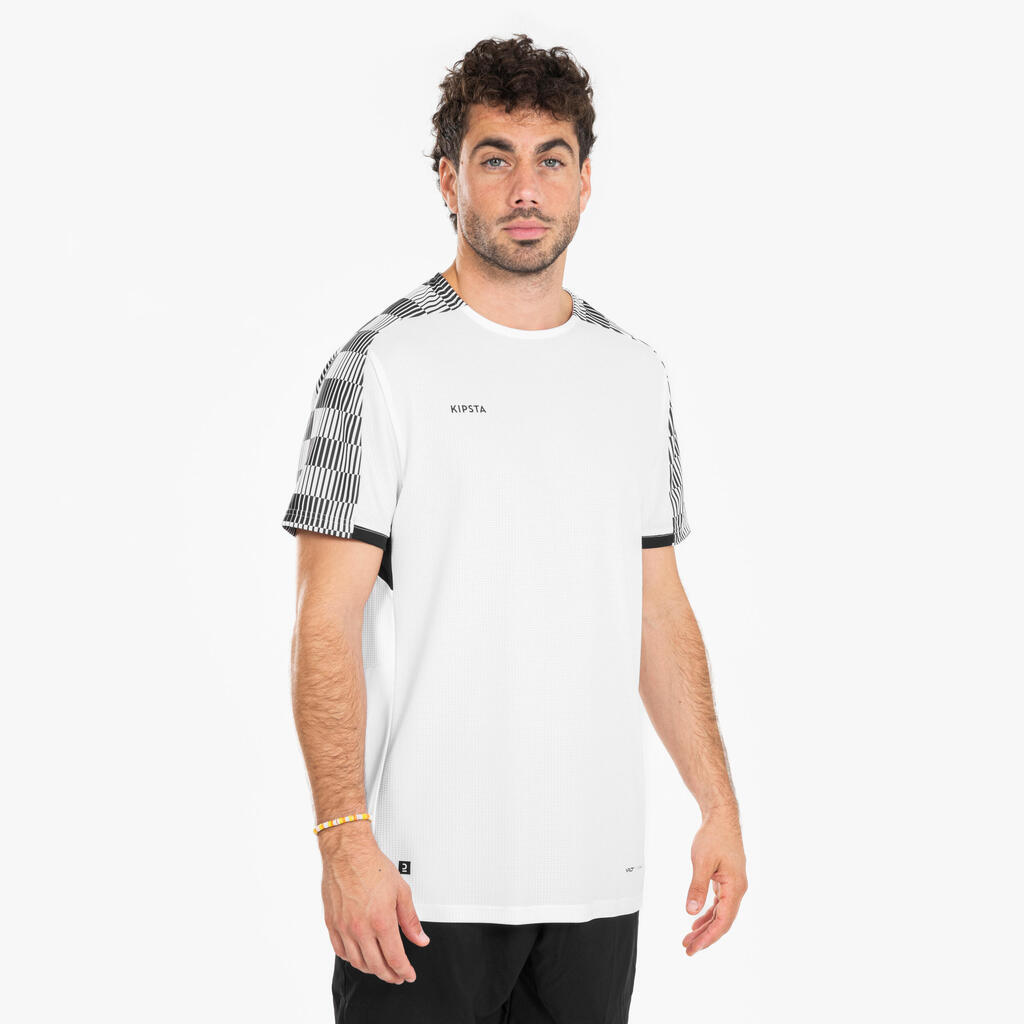 Playera fútbol blanco y negro