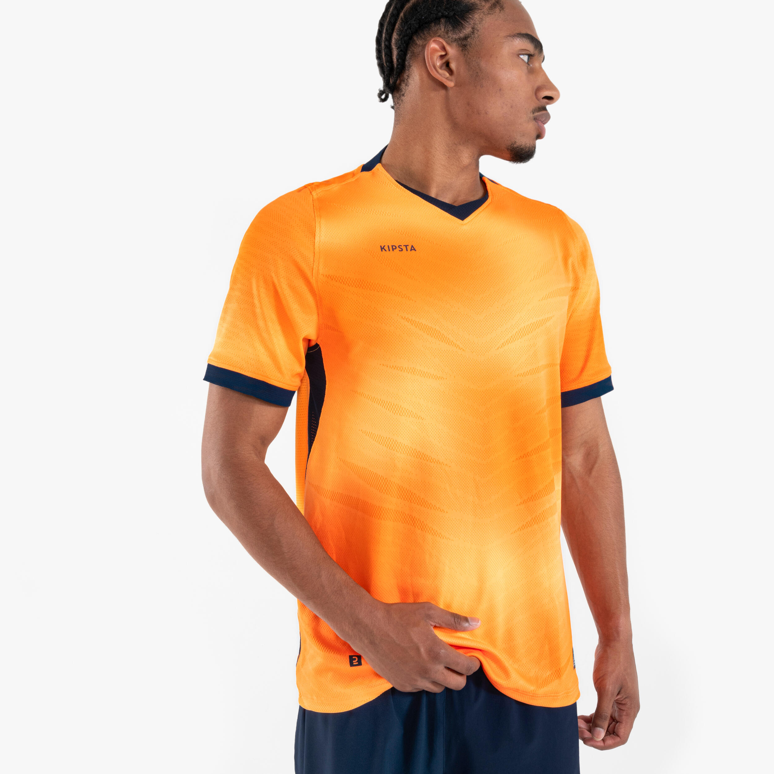 Short-Sleeved Soccer Shirt - CLR Orange/Navy - KIPSTA