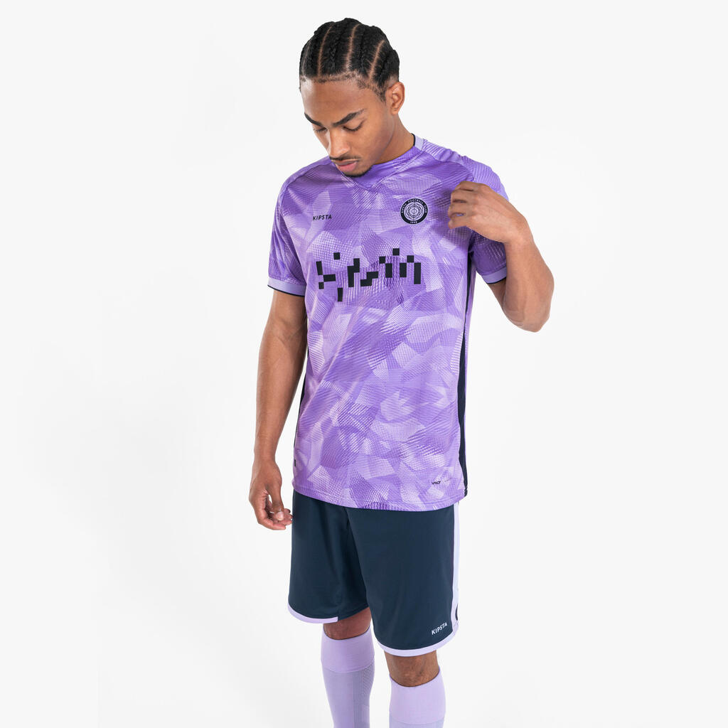 Short-Sleeved Football Shirt Viralto II - Parma Navy and Neon Purple