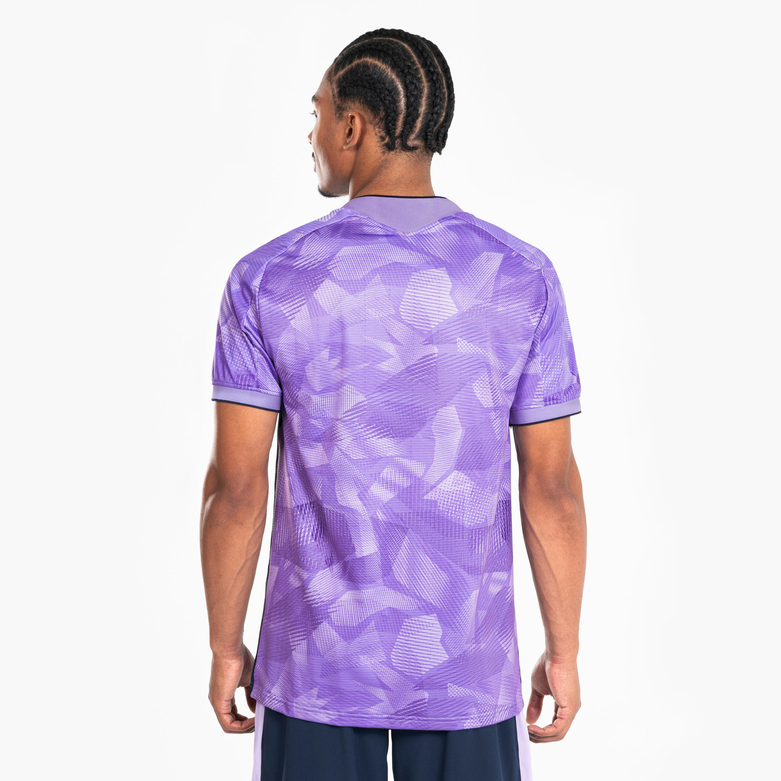 Short-Sleeved Football Shirt Viralto II - Parma Navy and Neon Purple 6/9