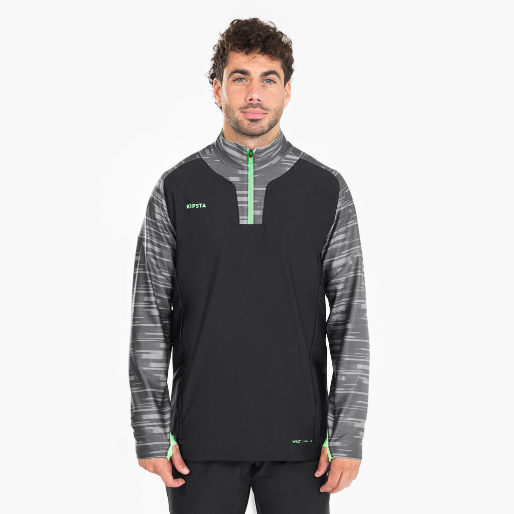Siva in zelena majica z dolgimi rokavi 1/2-zip VIRALTO PXL