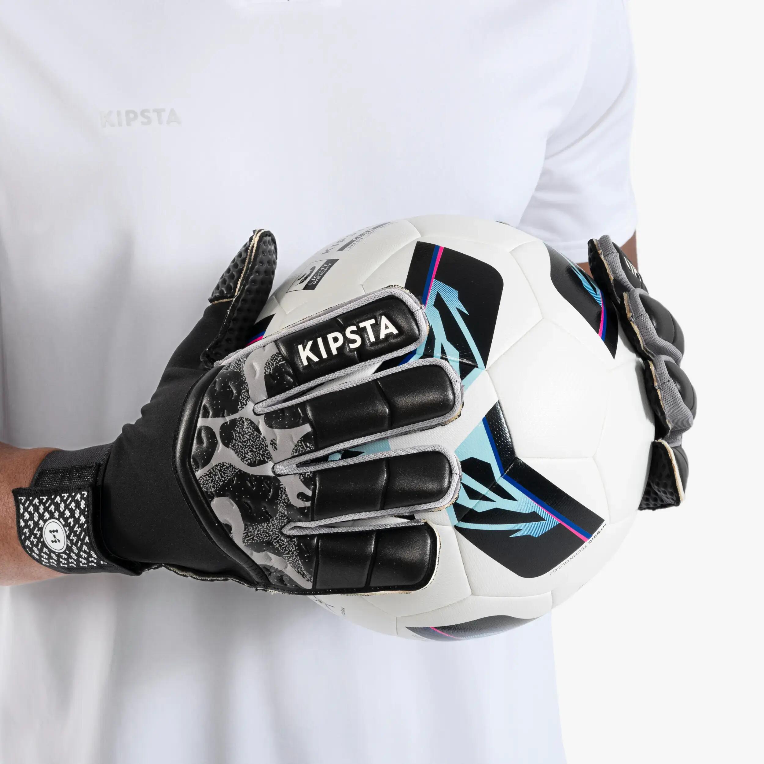 Guantes de arquero de fútbol para adultos Kipsta F100 Superesist negros 10/12