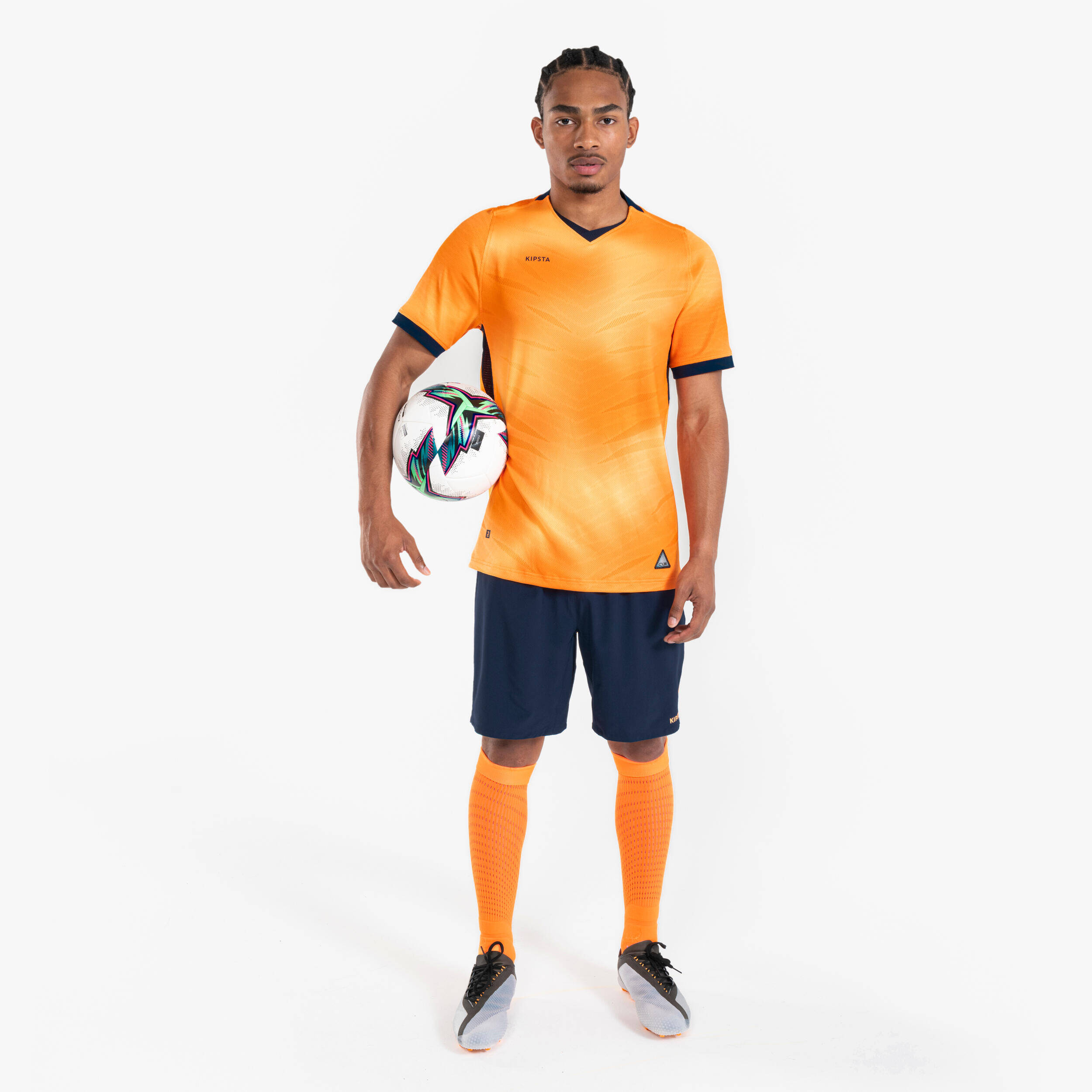 Men Football Shorts Elastic Waist CLR - Navy -  2