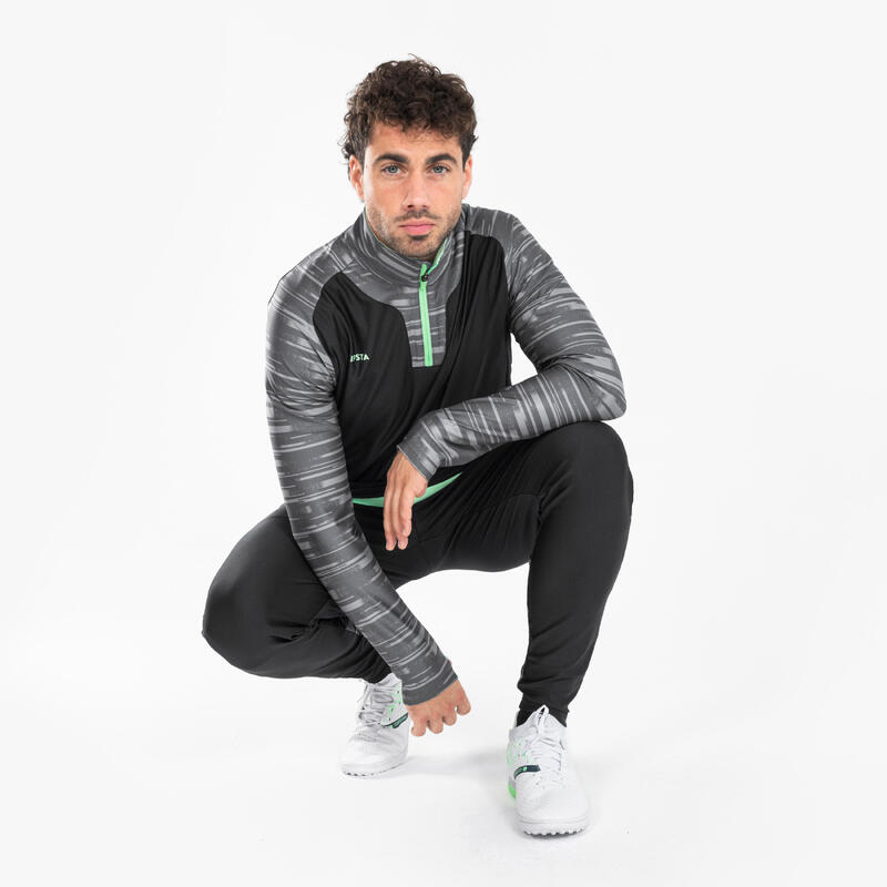 Sweat de football 1/2 zip VIRALTO PXL gris et vert