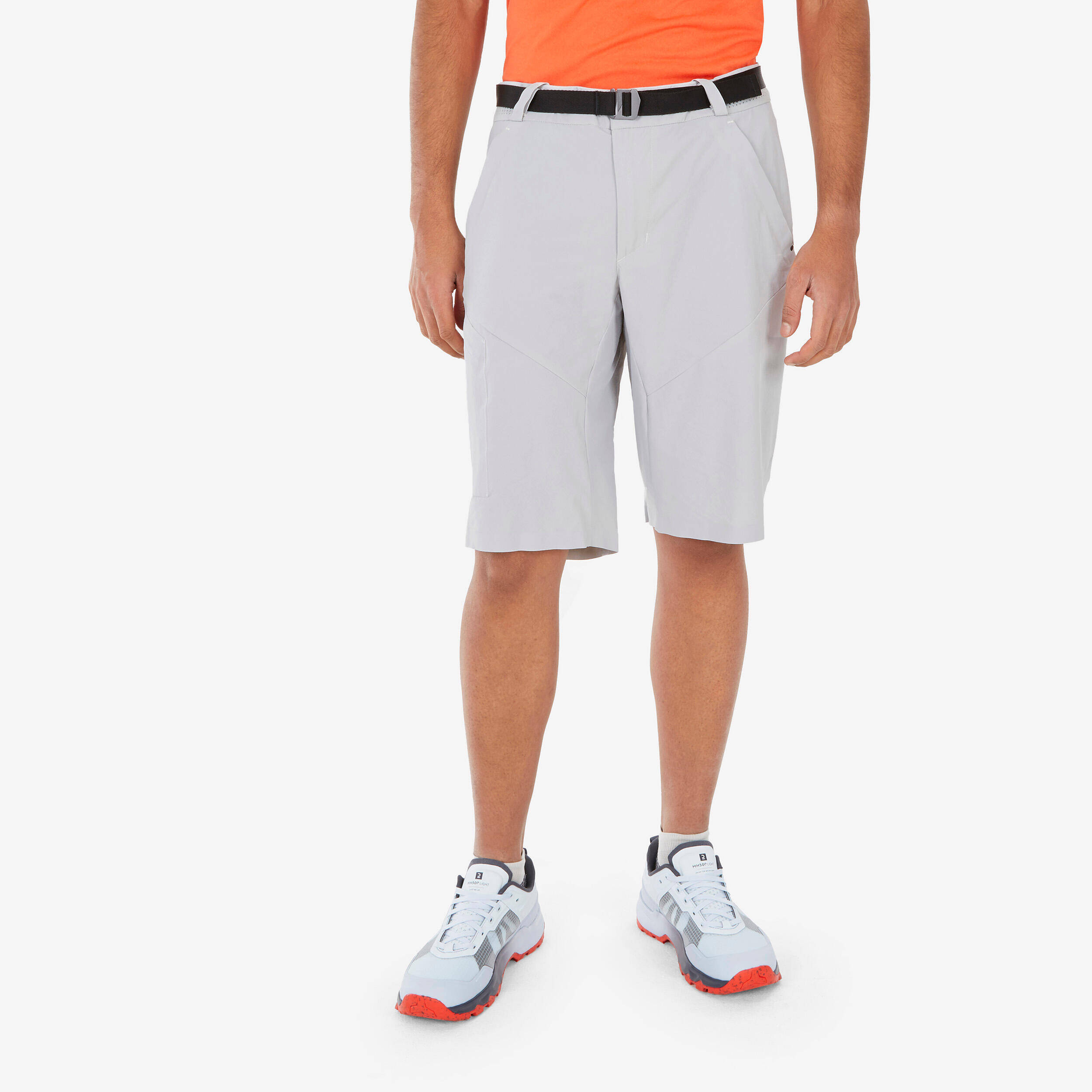 Men Dry Fit Shorts with Belt Pale Grey - MH100 -  2