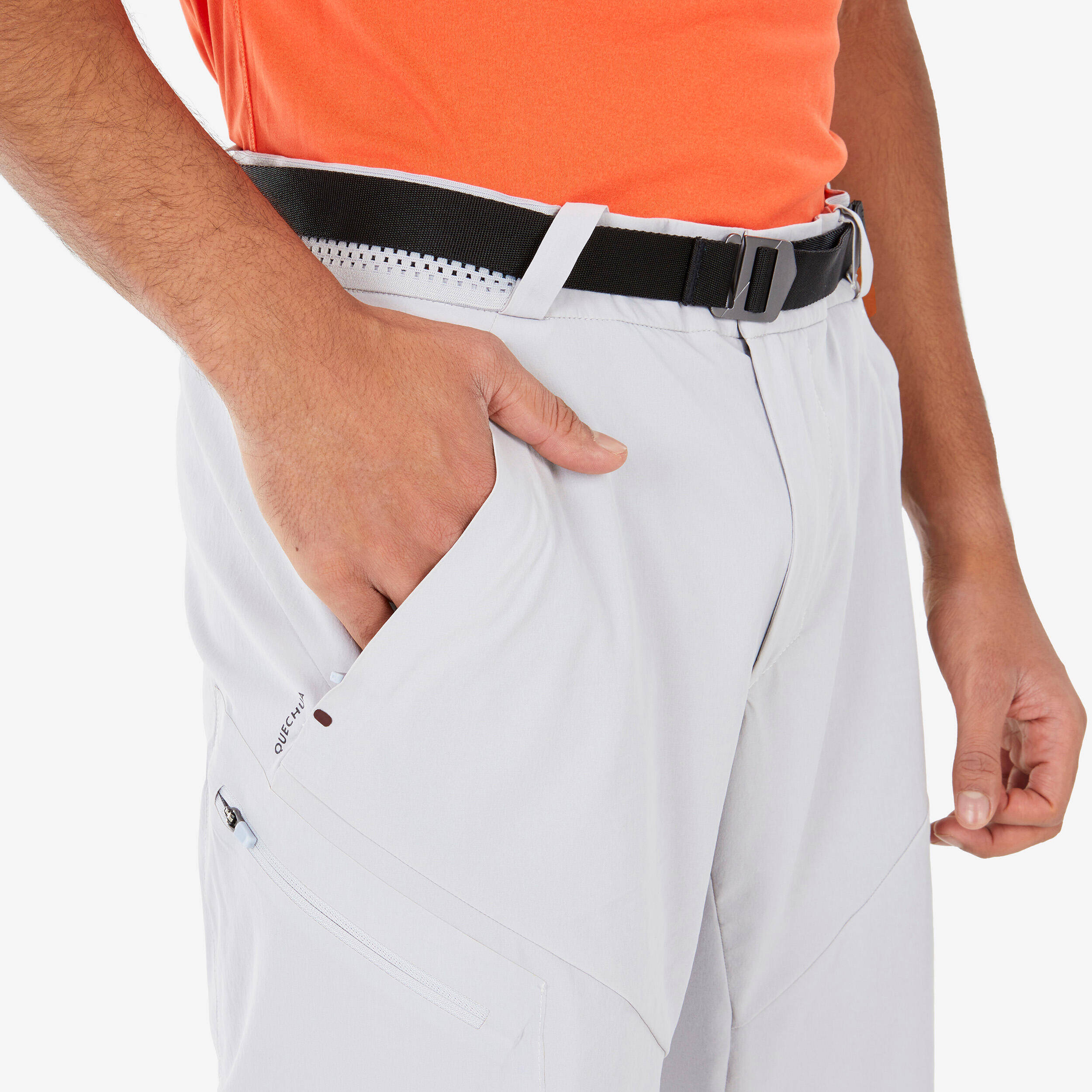Men Dry Fit Shorts with Belt Pale Grey - MH100 -  5